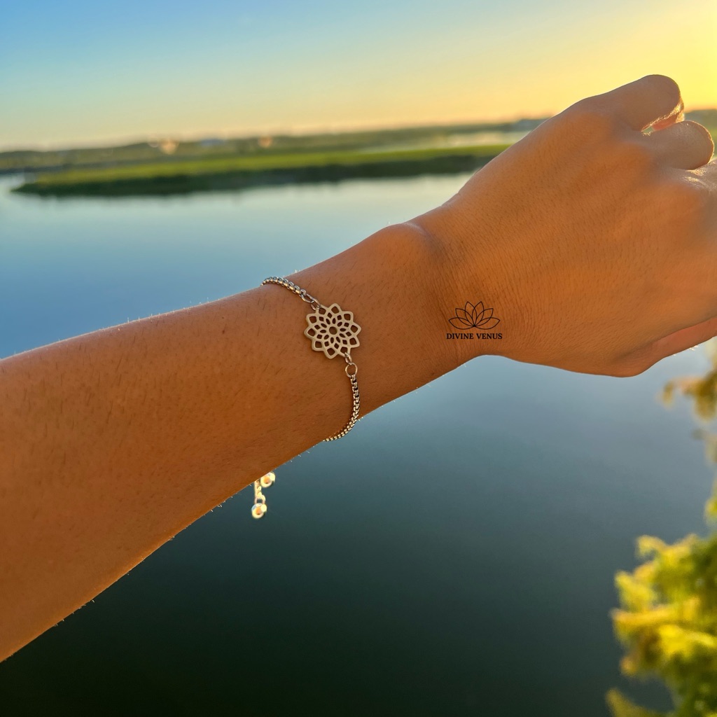 Lotus Flower Stainless Steel Slider Bracelet Handmade With Love